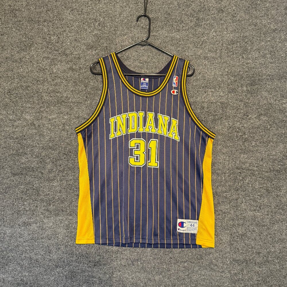 Vintage Indiana Pacers Reggie Miller Champion Jersey SZ L Basketball 1990s Navy